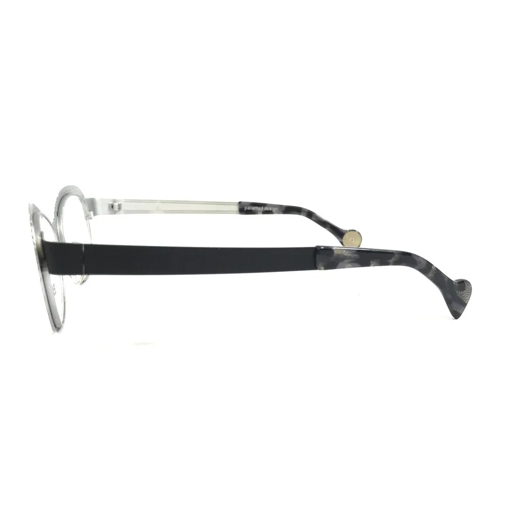 BOZ Eyeglasses Frames ZAZIE 0010 Black White Silver Cat Eye Patterned 51-16-135